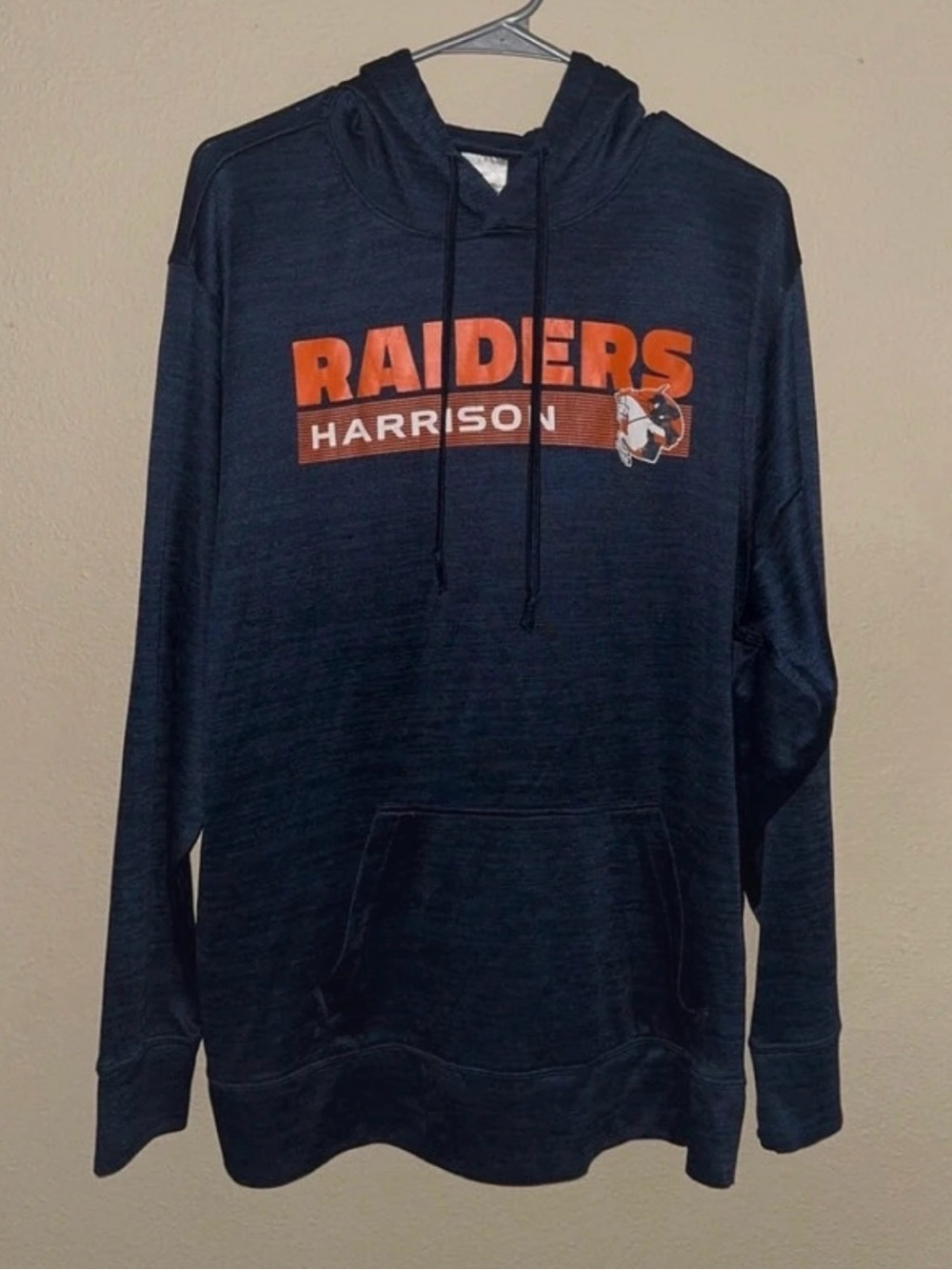 NFL Raiders Harrison Navy Blue Hoodie with Orange Logo